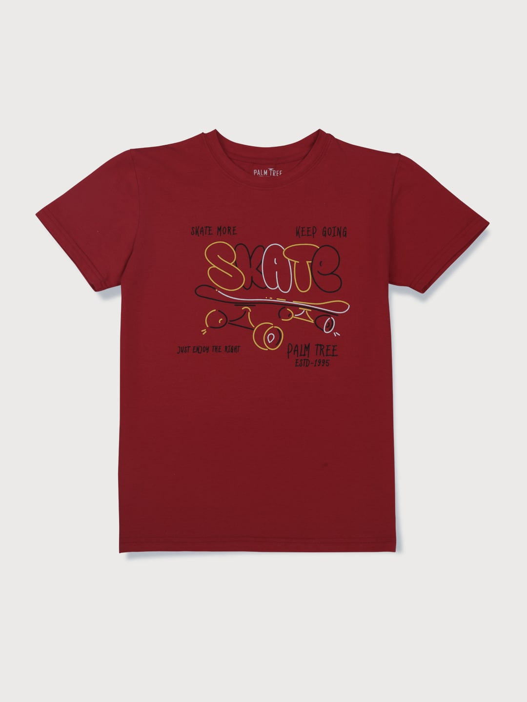 

Palm Tree Infant Boys Typography Printed Cotton T-shirt, Maroon