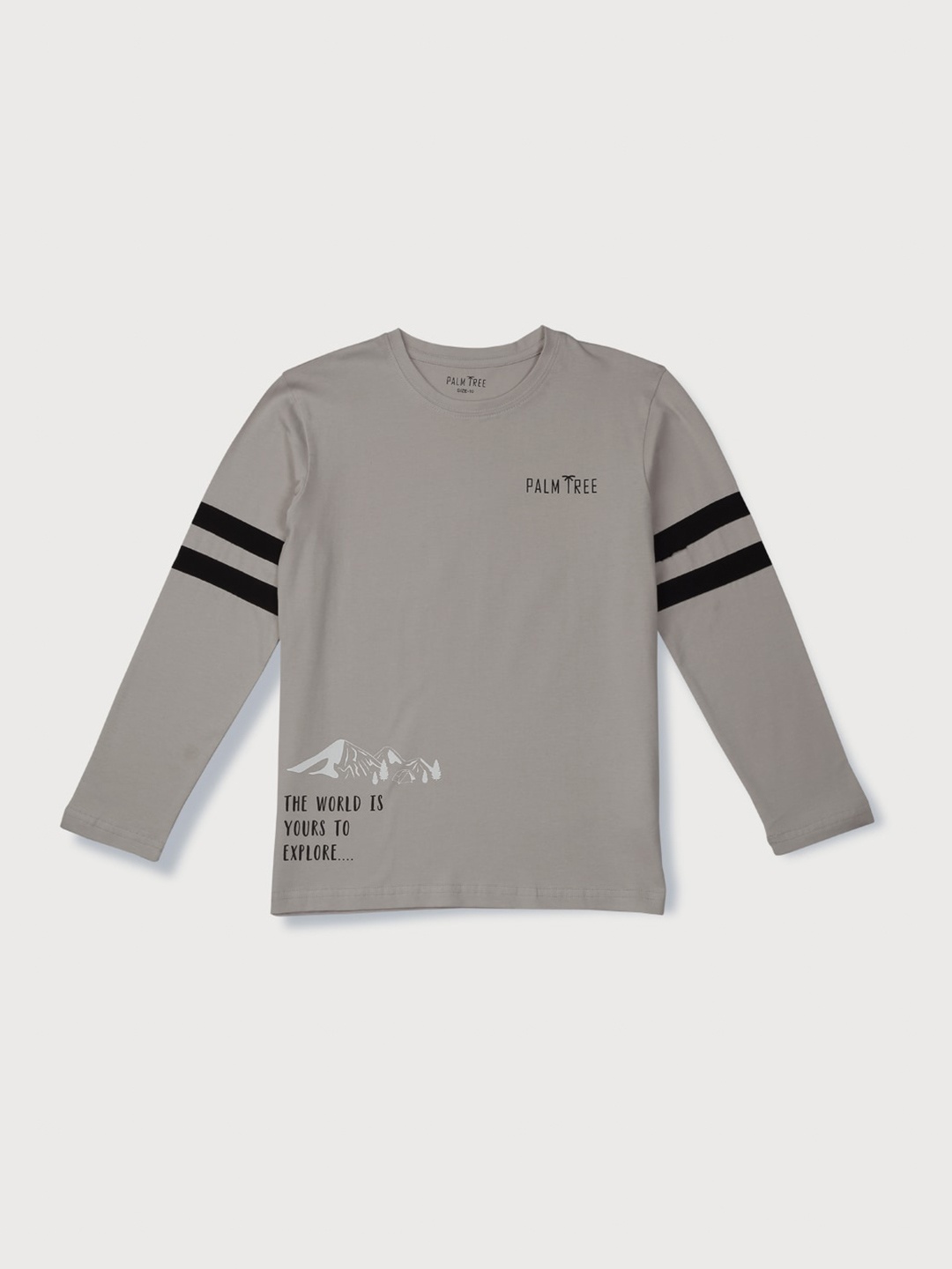 

Palm Tree Infants Boys Round Neck Typography Printed Cotton T-shirt, Grey