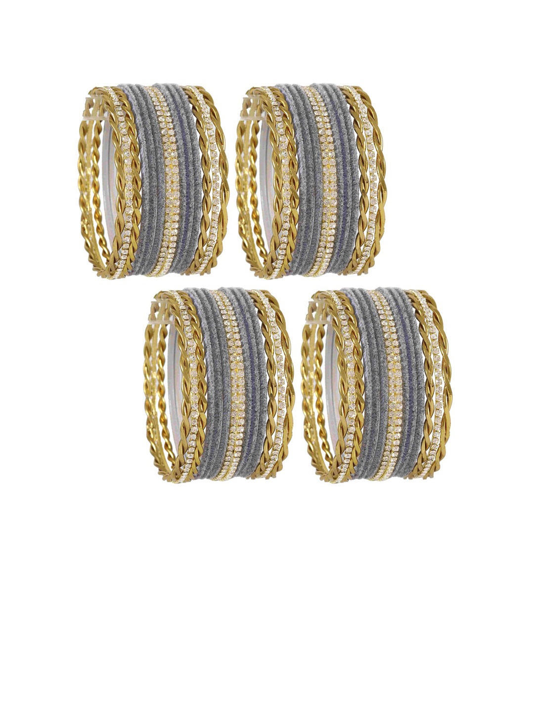 

NMII Set Of 56 Cubic Zirconia-Studded Velvet Bangle Set, Gold
