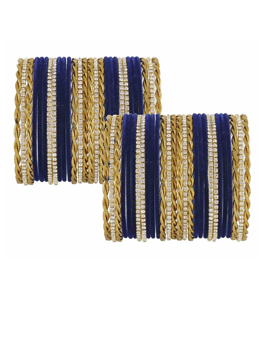 

NMII Set Of 56 Cubic Zirconia-Studded Velvet Bangle Set, Gold
