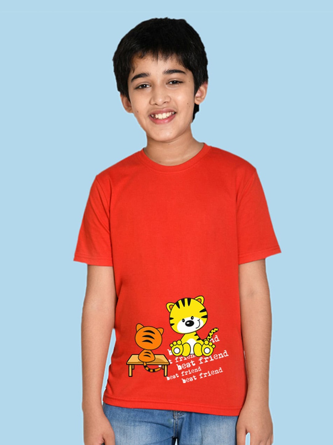 

NUSYL Boys Typography Printed Short Sleeves T-shirt, Red