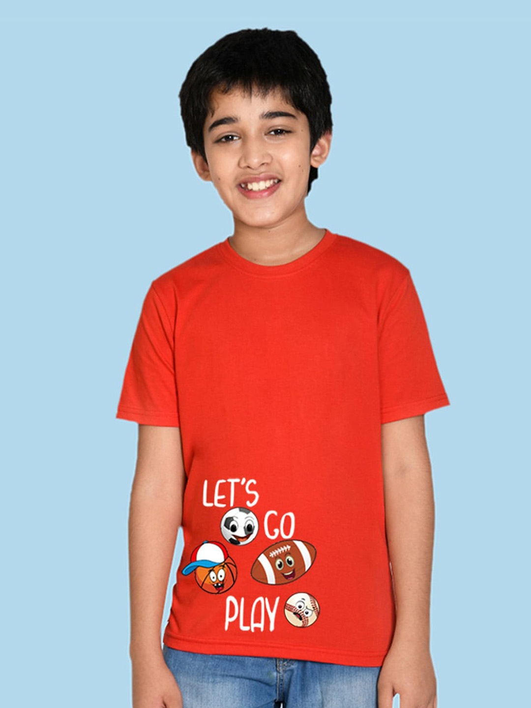 

NUSYL Boys Typography Printed T-shirt, Red
