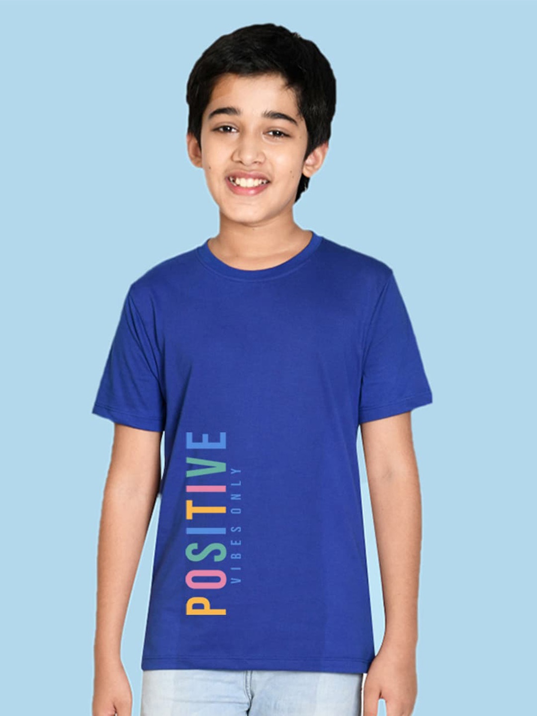 

NUSYL Boys Typography Printed T-shirt, Blue