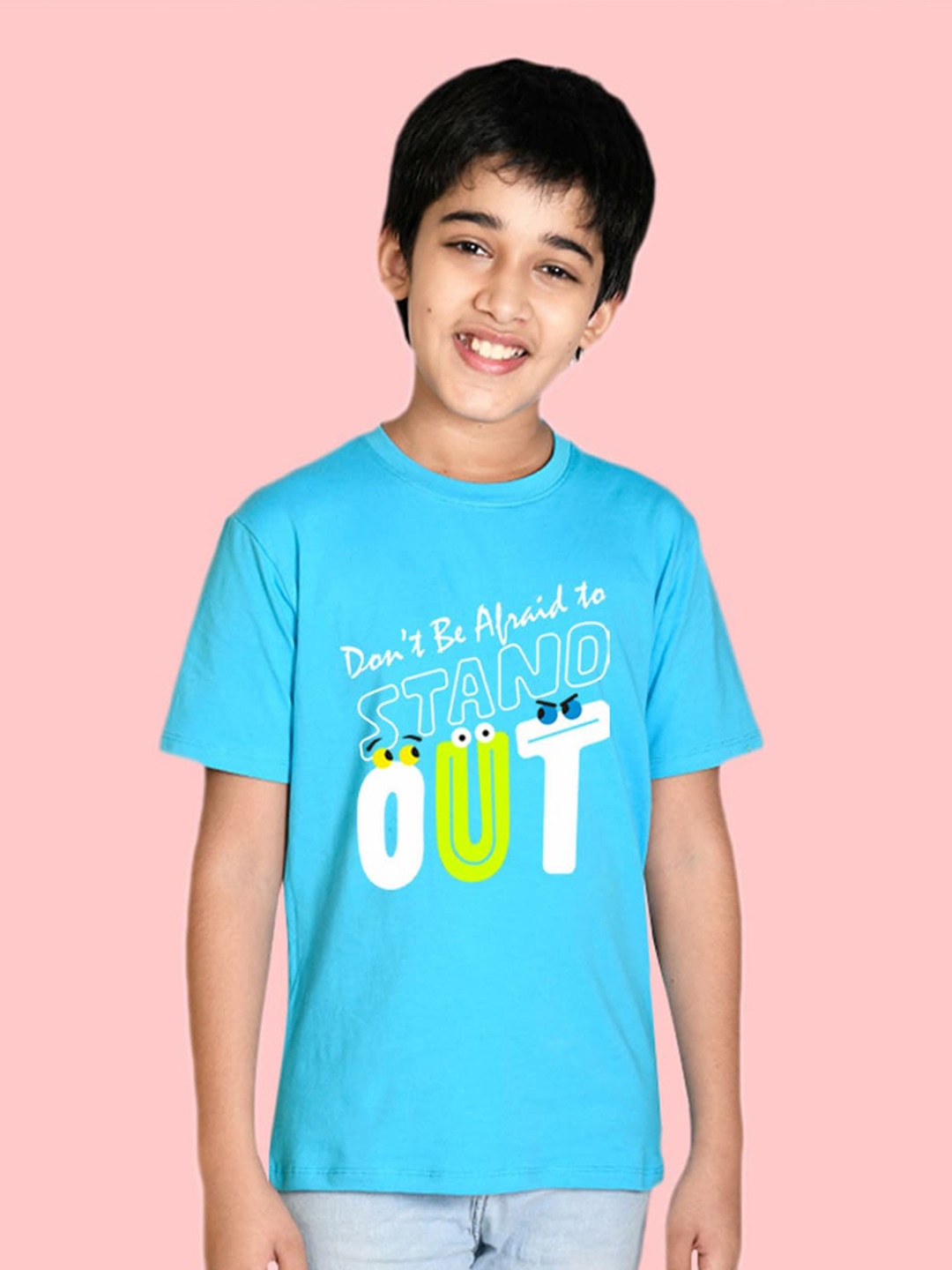 

NUSYL Boys Round Neck Graphic Printed Cotton T-shirt, Blue