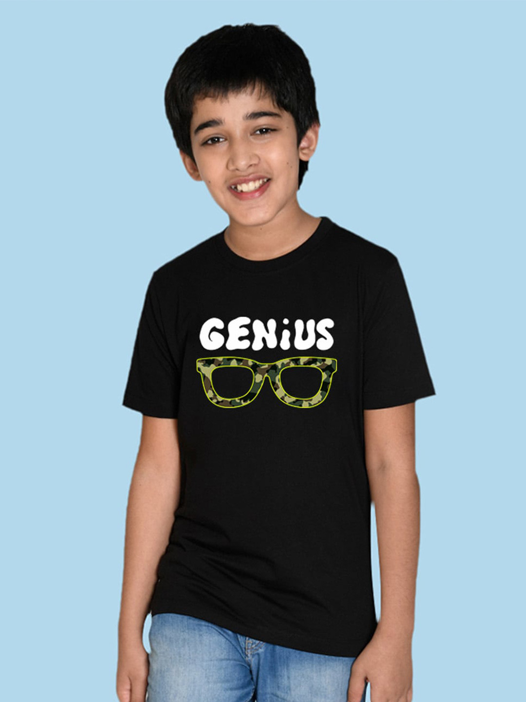 

NUSYL Boys Typography Printed T-shirt, Black