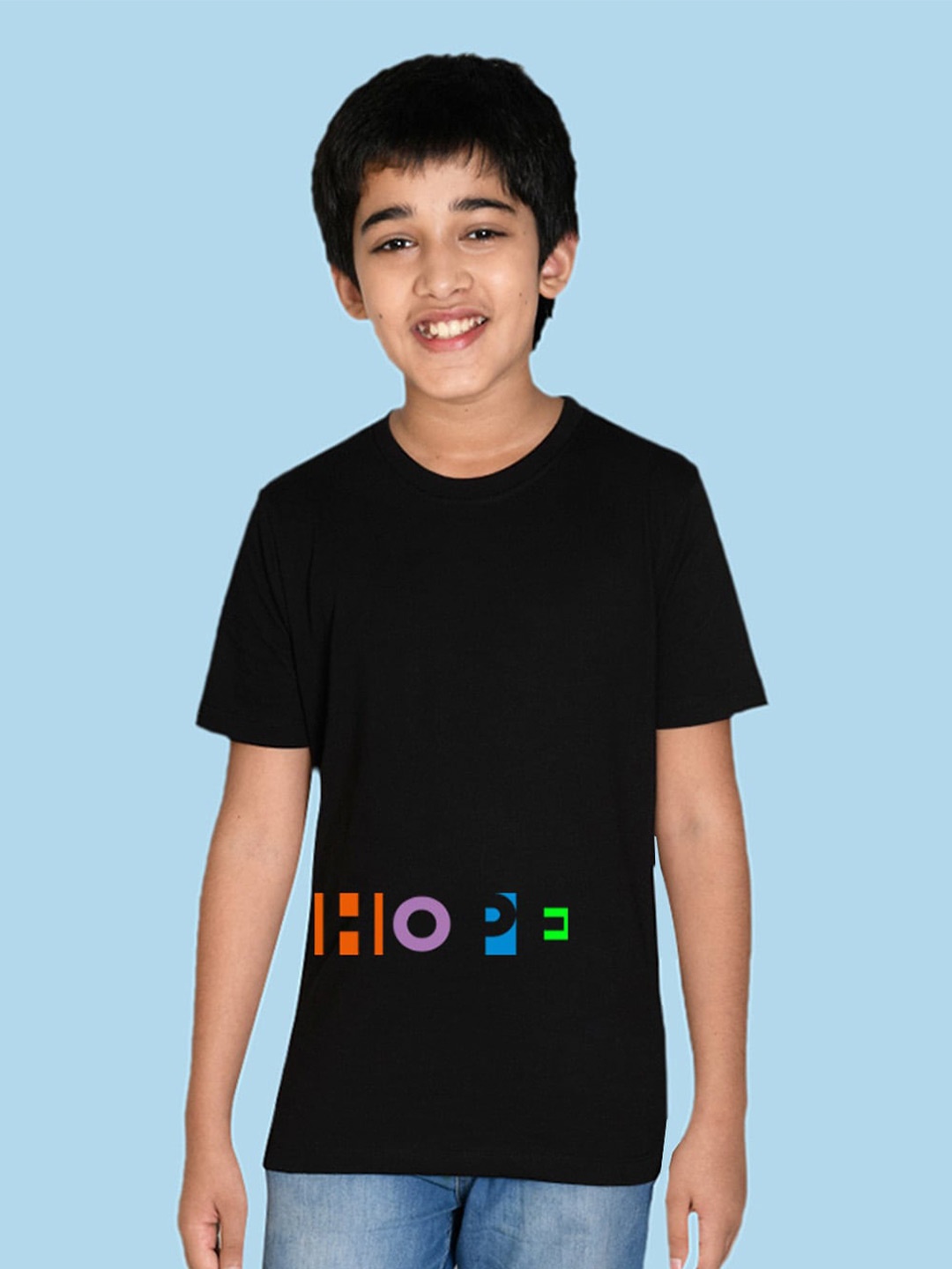 

NUSYL Boys Round Neck Typography Printed T-shirt, Black
