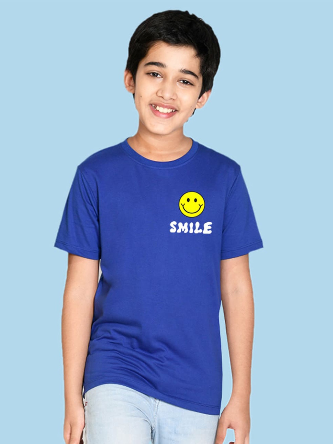 

NUSYL Boys Typography Printed Short Sleeves T-shirt, Blue