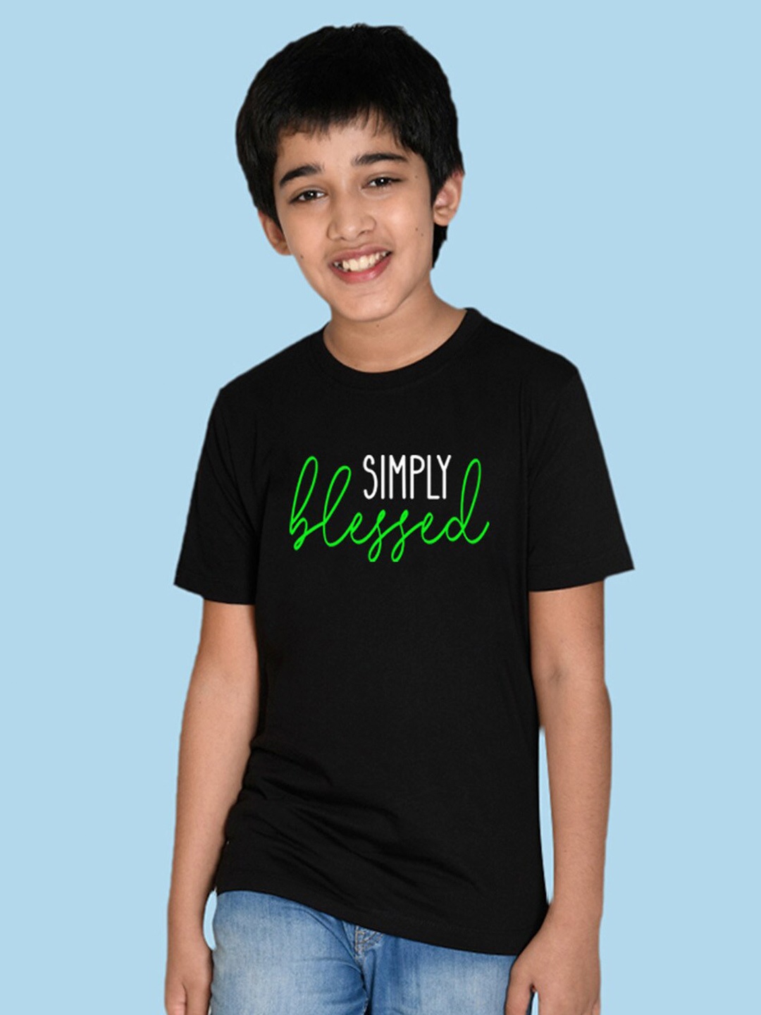 

NUSYL Boys Typography Printed T-shirt, Black