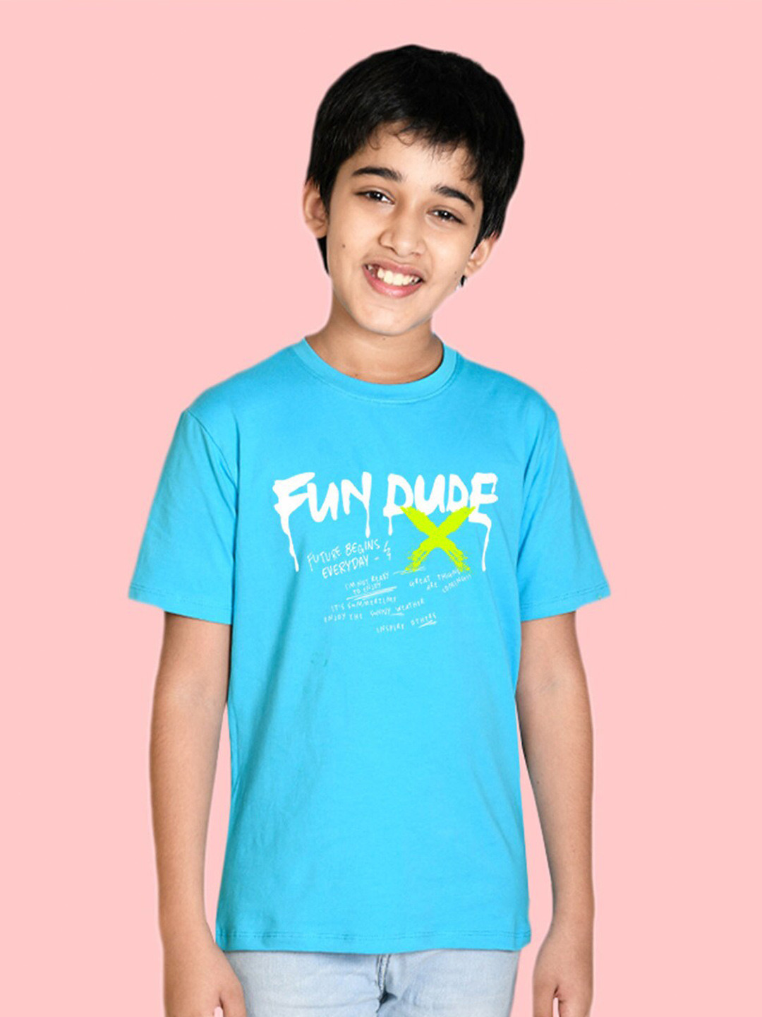 

NUSYL Boys Typography Printed T-shirt, Blue