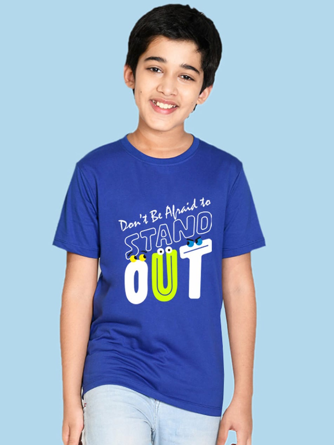 

NUSYL Boys Round Neck Typography Printed T-shirt, Blue
