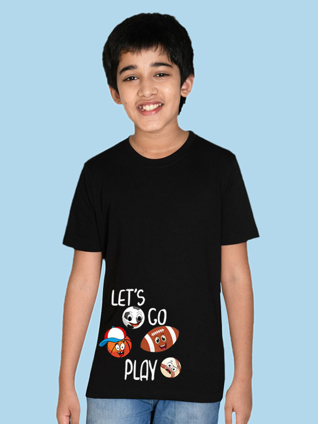 

NUSYL Boys Typography Printed Short Sleeves T-shirt, Black