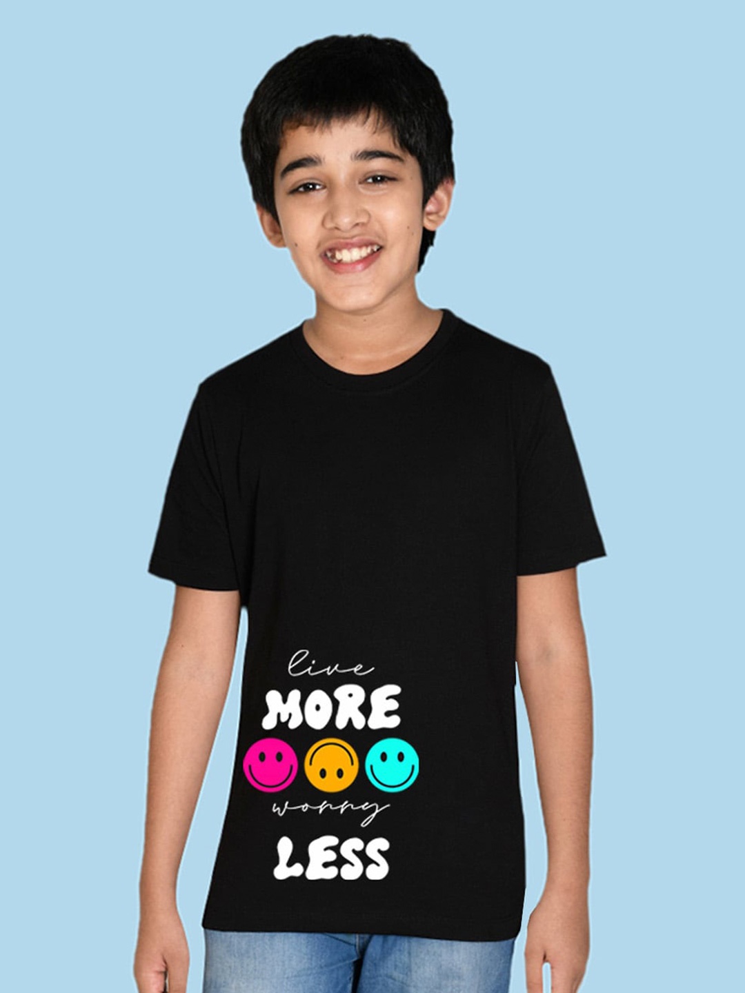 

NUSYL Boys Typography Printed Round Neck T-shirt, Black
