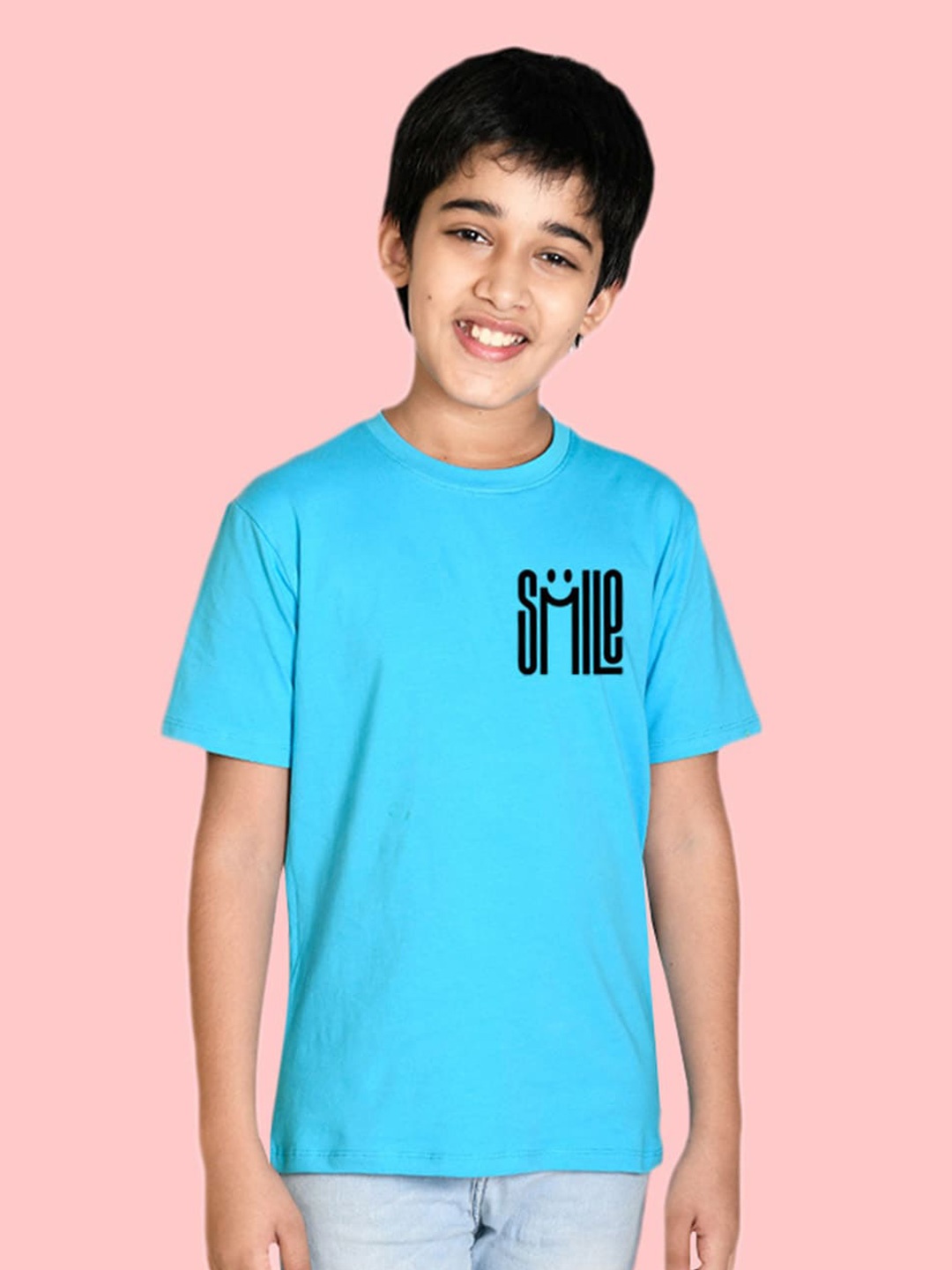 

NUSYL Boys Round Neck Cotton Blend T-shirt, Blue