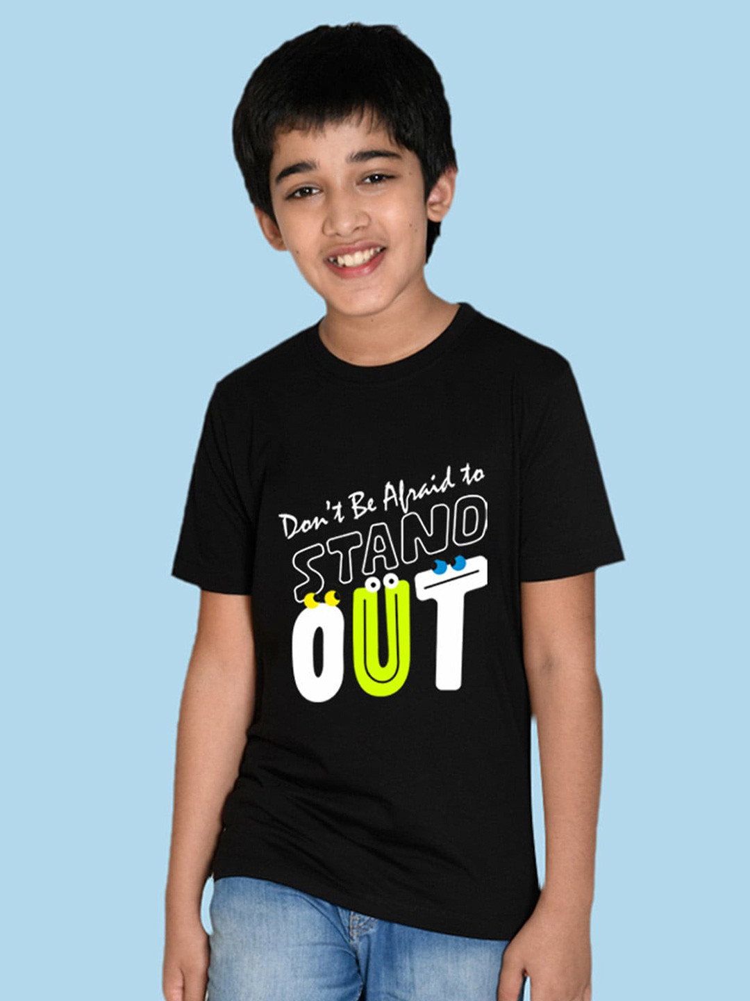 

NUSYL Boys Typography Printed T-shirt, Black