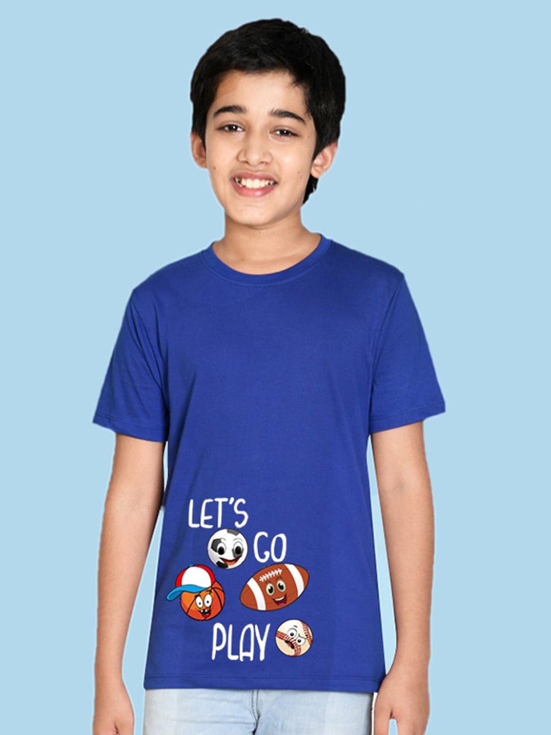 

NUSYL Boys Graphic Printed Round Neck T-shirt, Blue