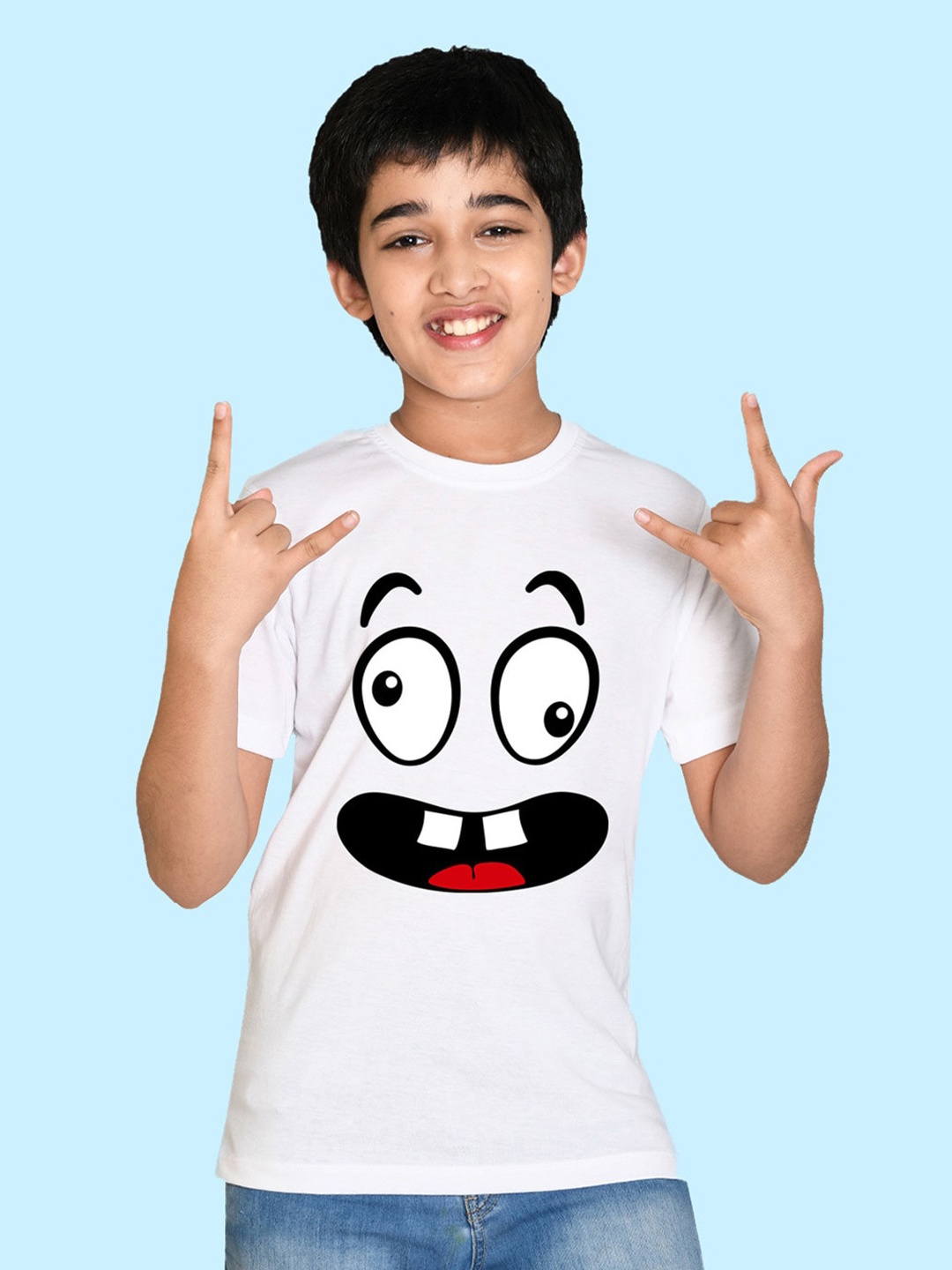 

NUSYL Boys Graphic Printed Round Neck T-shirt, White