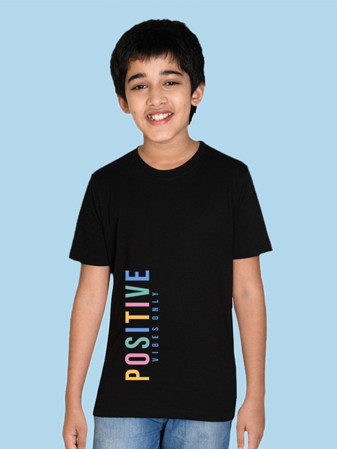 

NUSYL Boys Typography Printed Round Neck T-shirt, Black