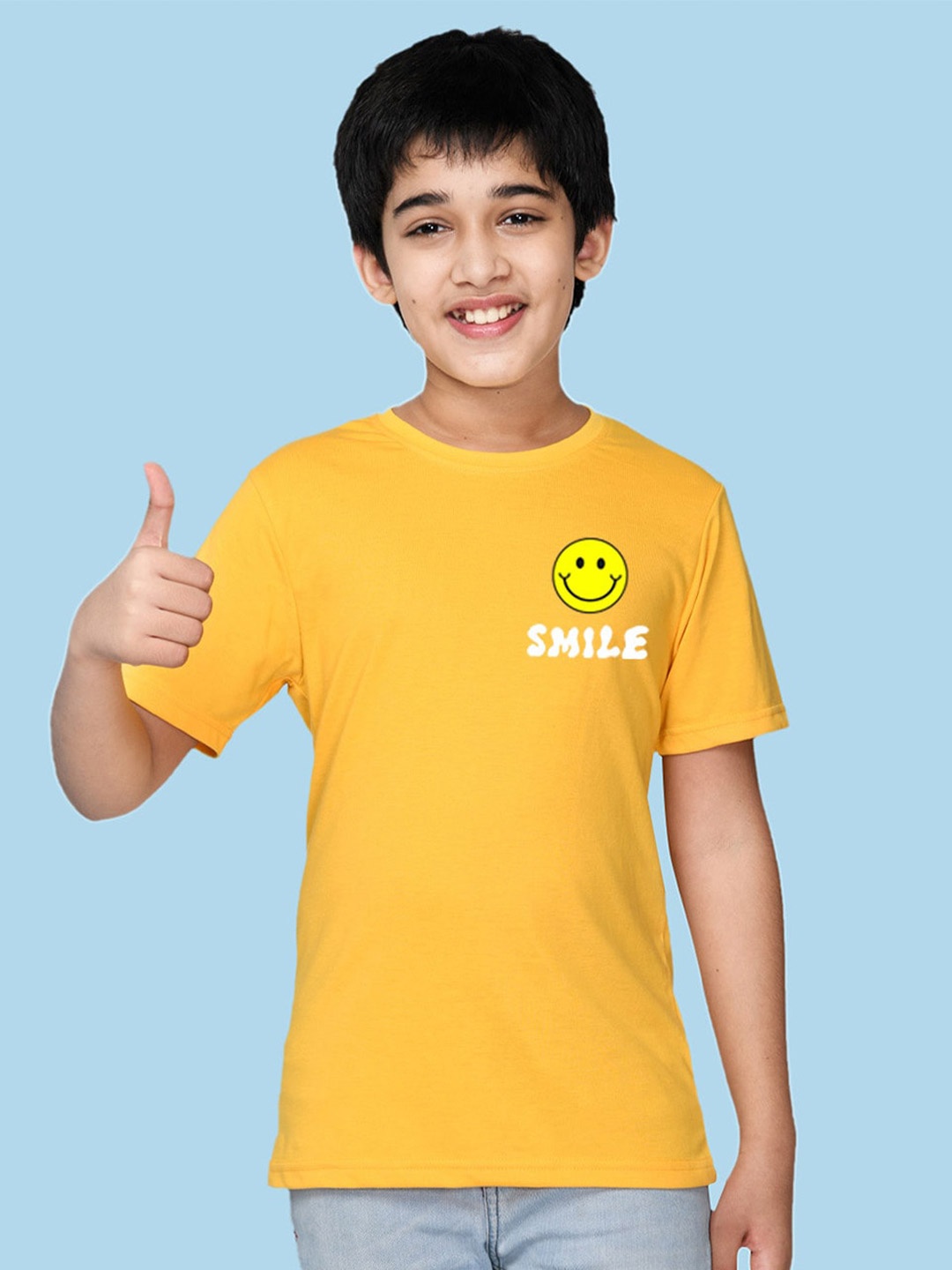 

NUSYL Boys Round Neck Graphic Printed T-shirt, Yellow