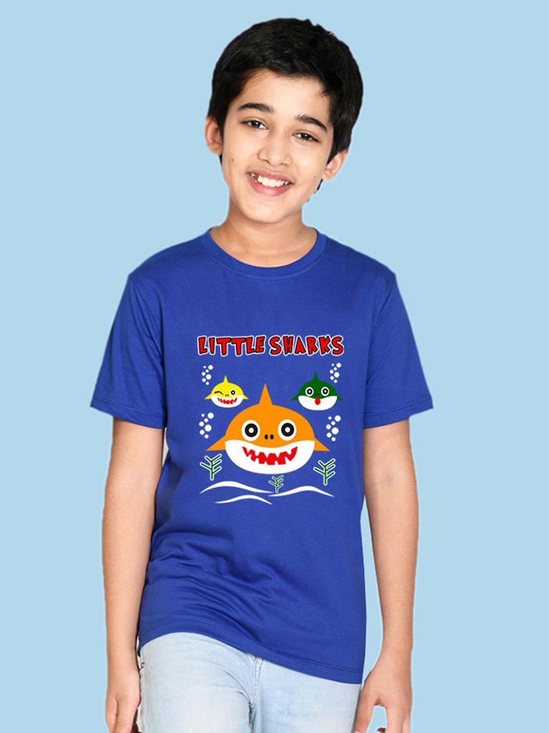 

NUSYL Boys Round Neck Printed T-shirt, Blue