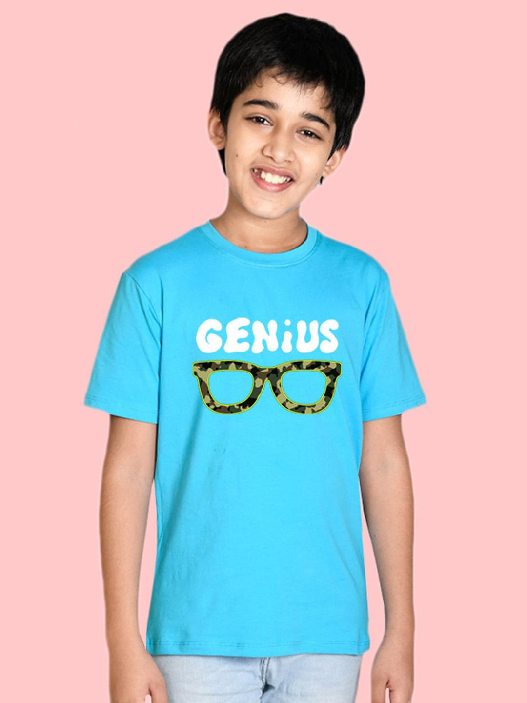 

NUSYL Boys Applique Typography Printed T-shirt, Blue