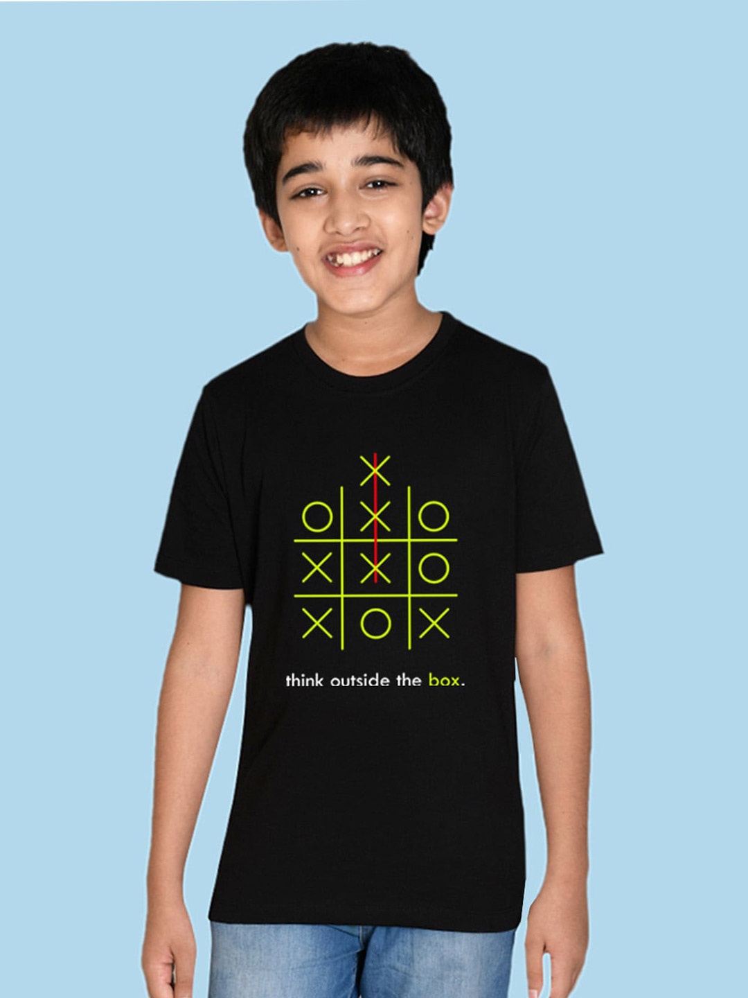

NUSYL Boys Round Neck Conversational Printed T-shirt, Black