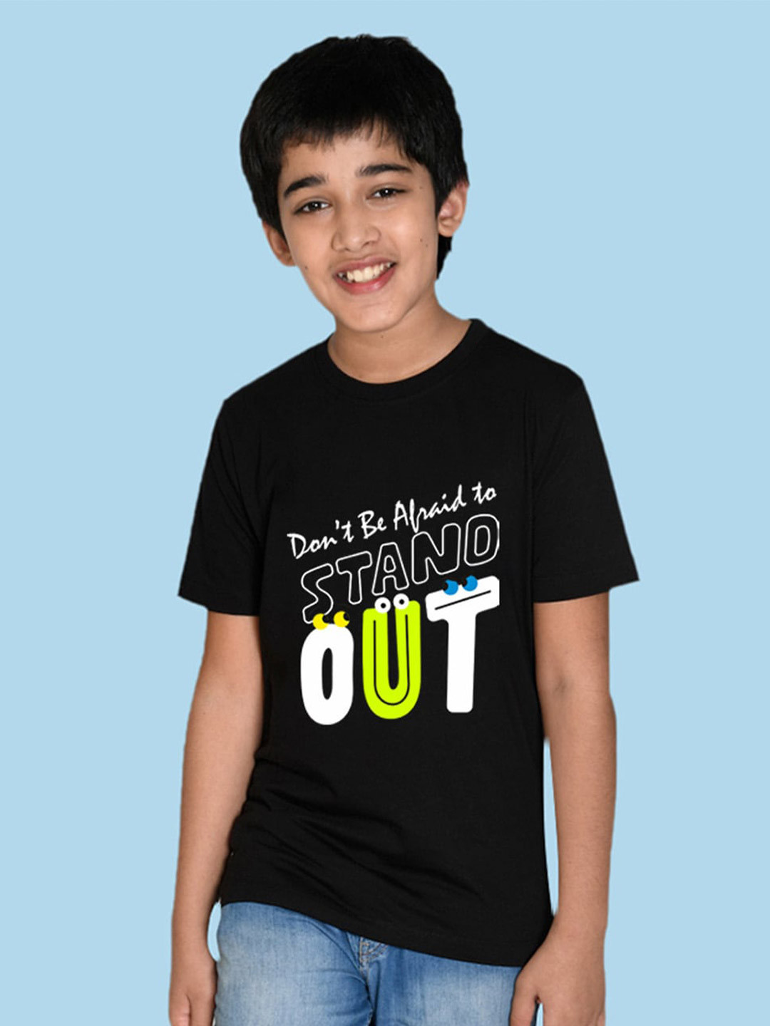 

NUSYL Boys Typography Printed T-shirt, Black