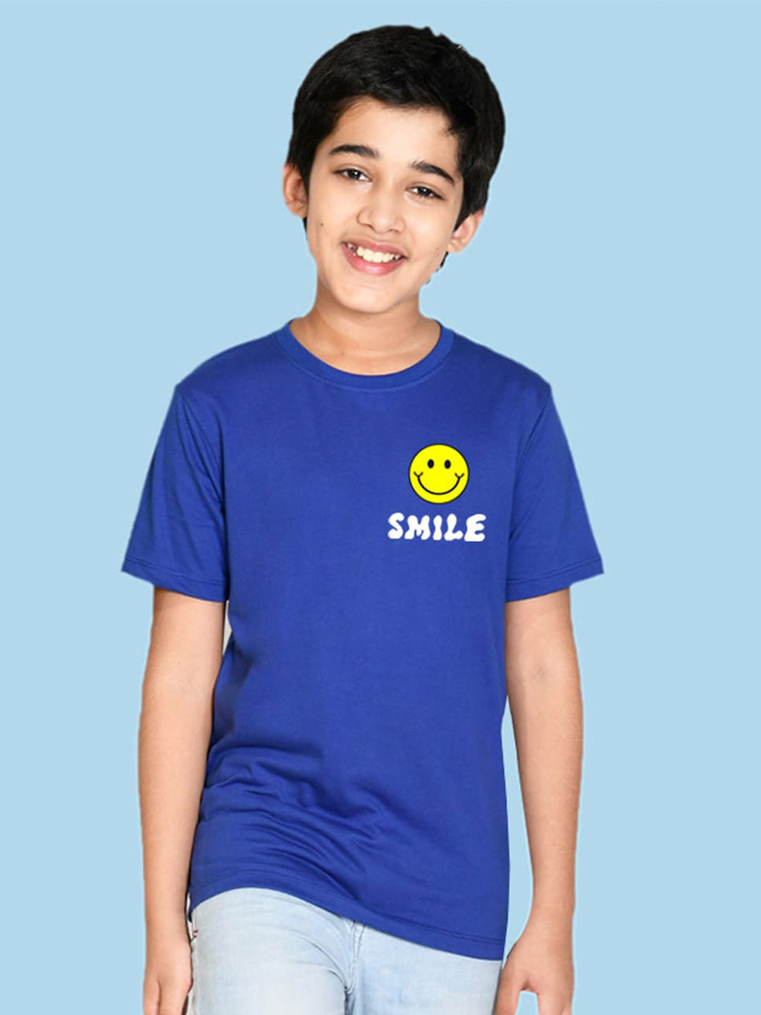 

NUSYL Boys Round Neck Typography Printed T-shirt, Blue