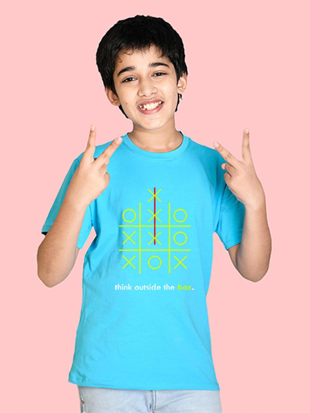 

NUSYL Boys Noughts & Crosses Printed Round Neck T-shirt, Blue
