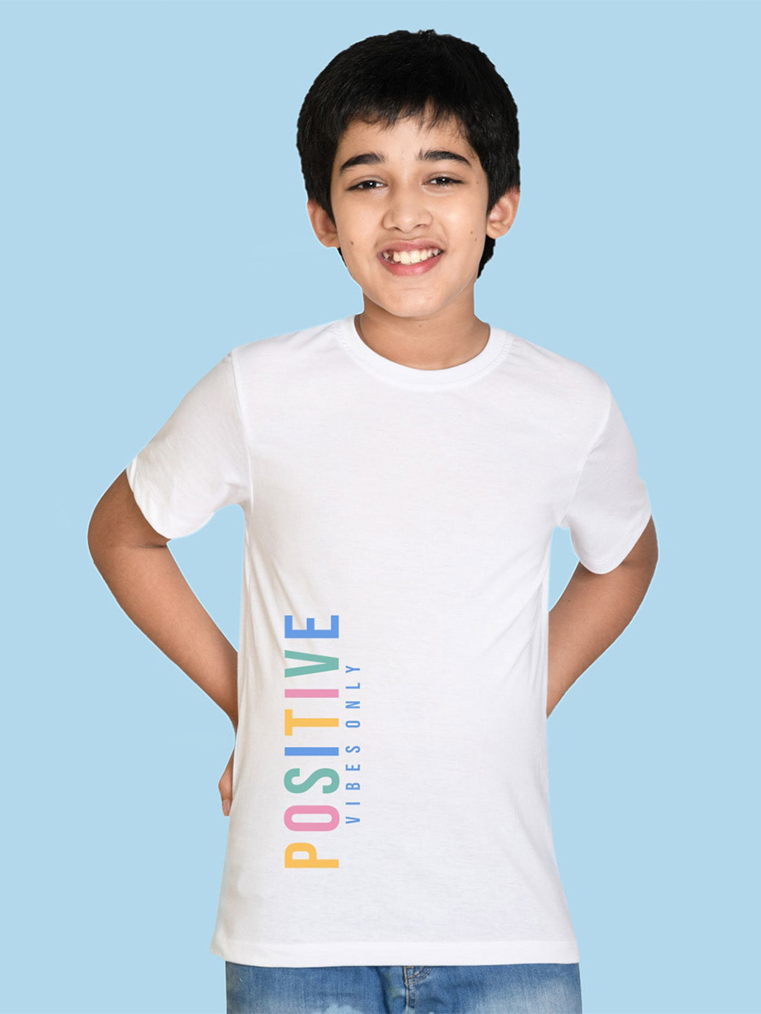 

NUSYL Boys Typography Printed Short Sleeve Casual T-shirt, White
