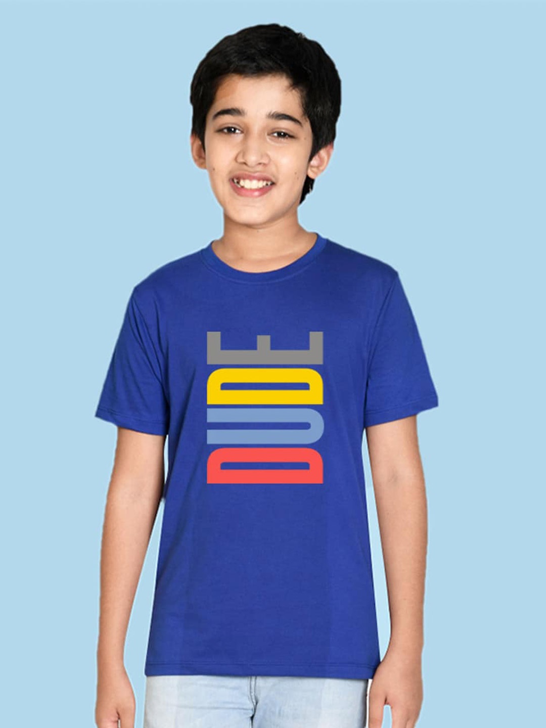 

NUSYL Boys Typography Printed Round Neck T-shirt, Blue