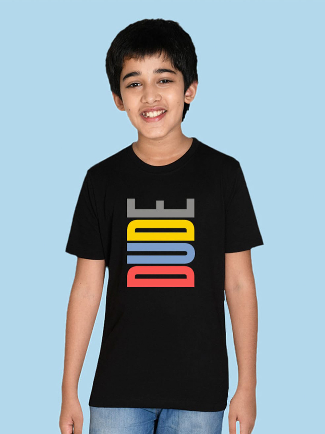 

NUSYL Boys Round Neck Typography Printed T-shirt, Black