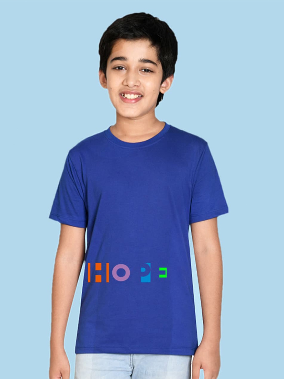 

NUSYL Boys Typography Printed Round Neck T-shirt, Blue