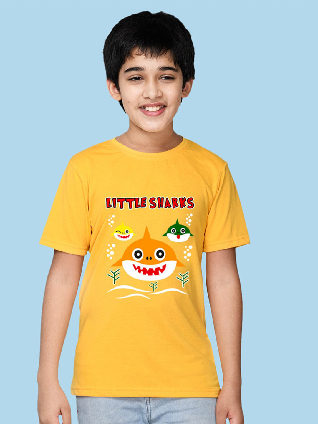 

NUSYL Boys Printed Cotton T-shirt, Yellow