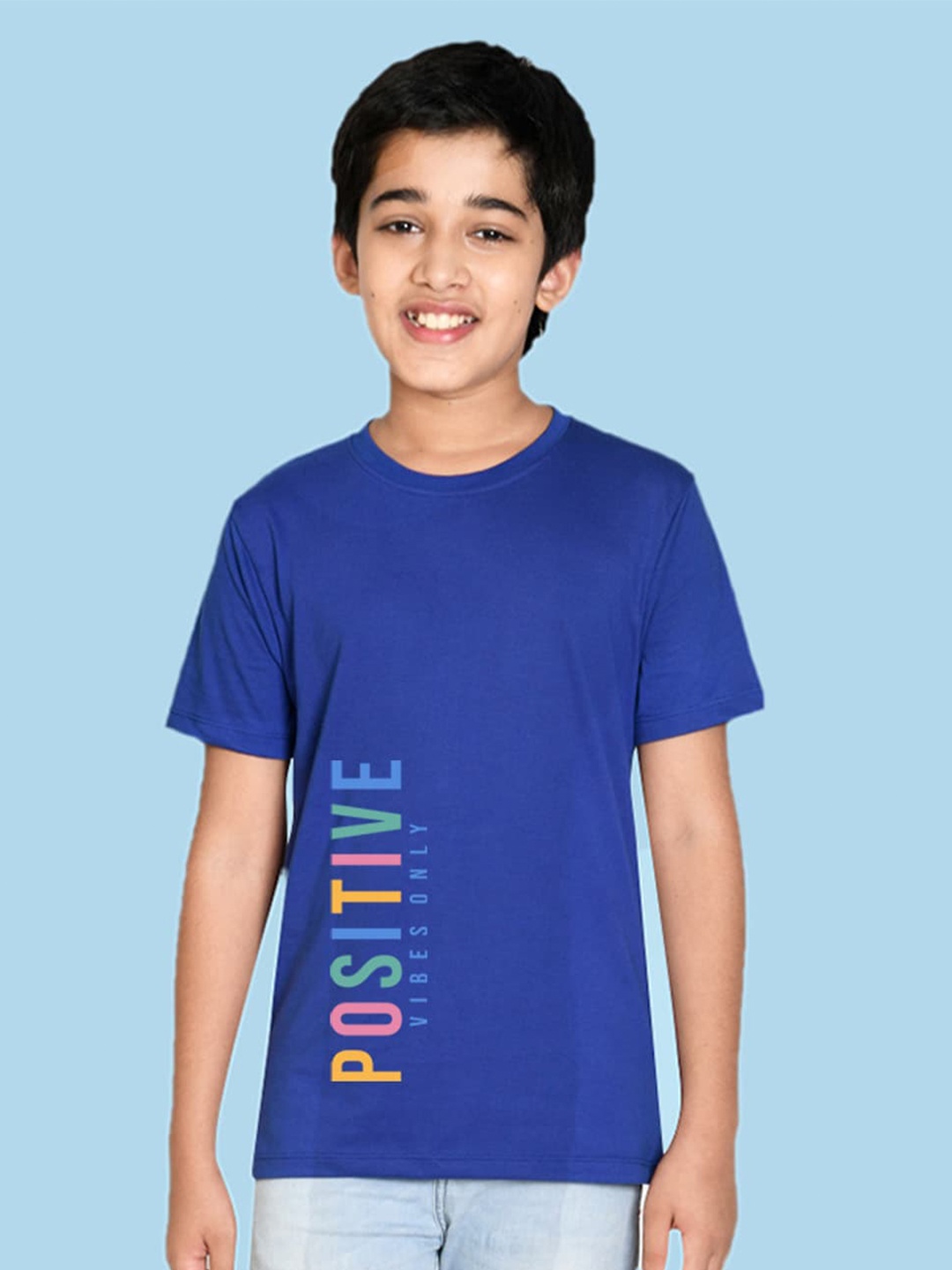 

NUSYL Boys Typography Printed Round Neck T-shirt, Blue