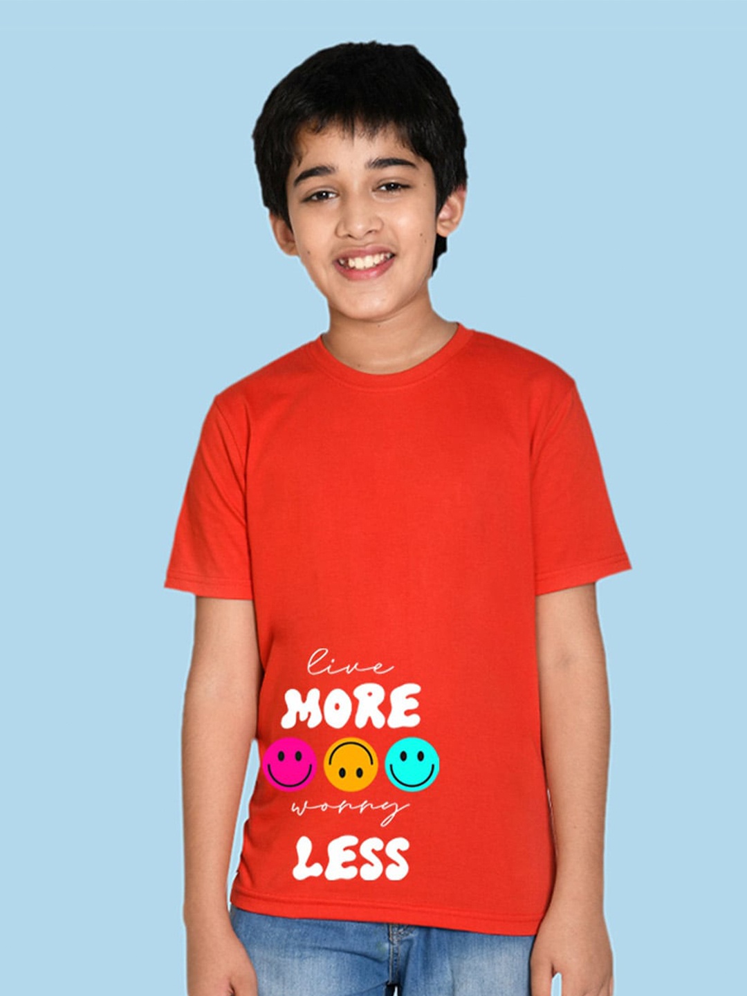 

NUSYL Boys Typography Printed Round Neck Casual T-shirt, Red