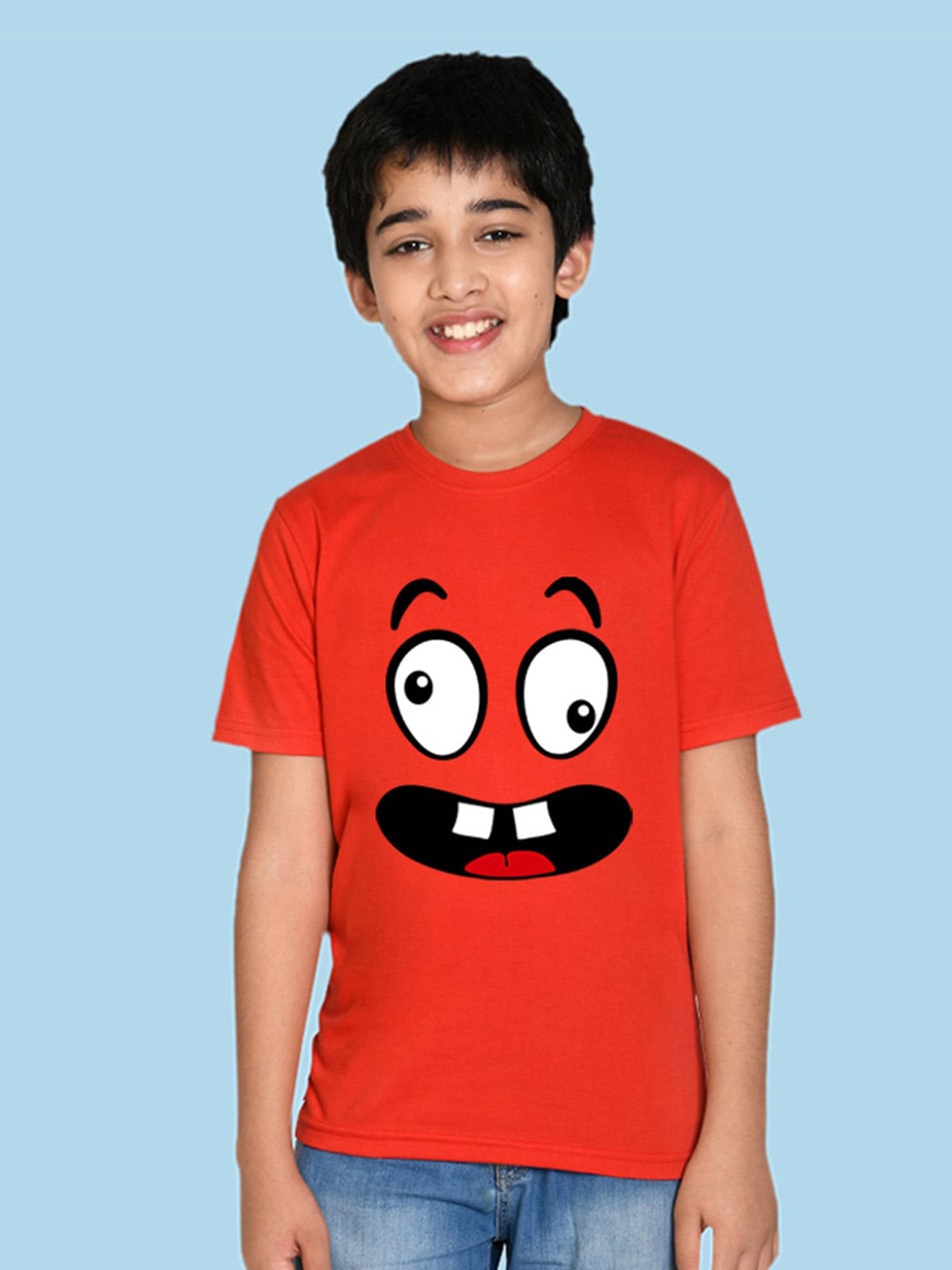 

NUSYL Boys Printed Cotton T-shirt, Red