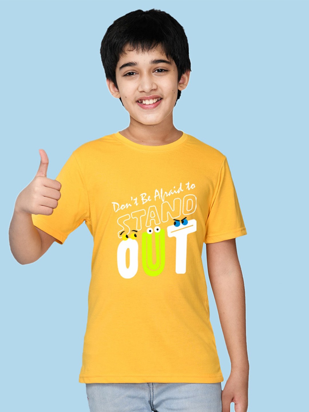 

NUSYL Boys Typography Printed T-shirt, Yellow