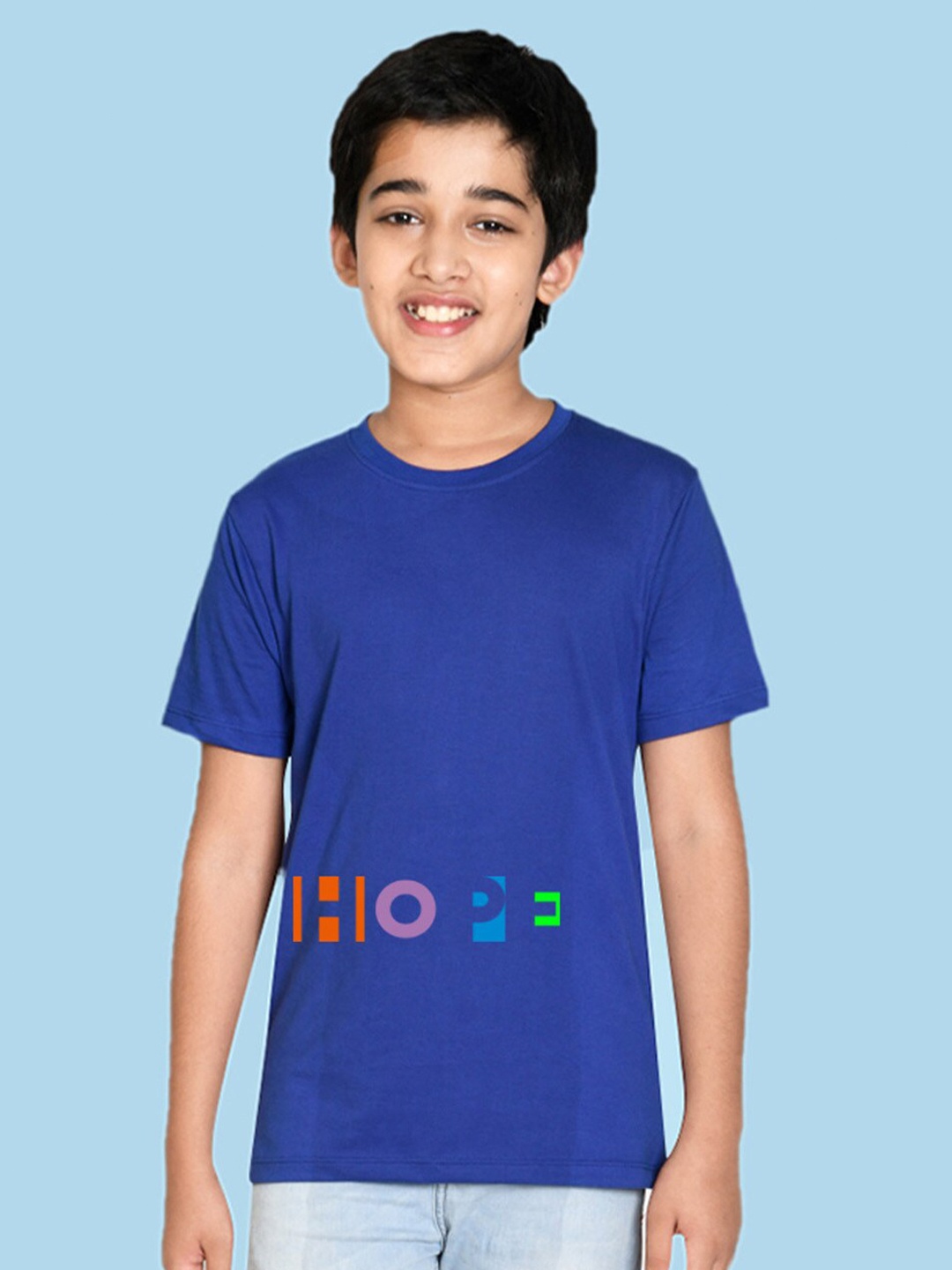 

NUSYL Boys Round Neck Typography Printed T-shirt, Blue