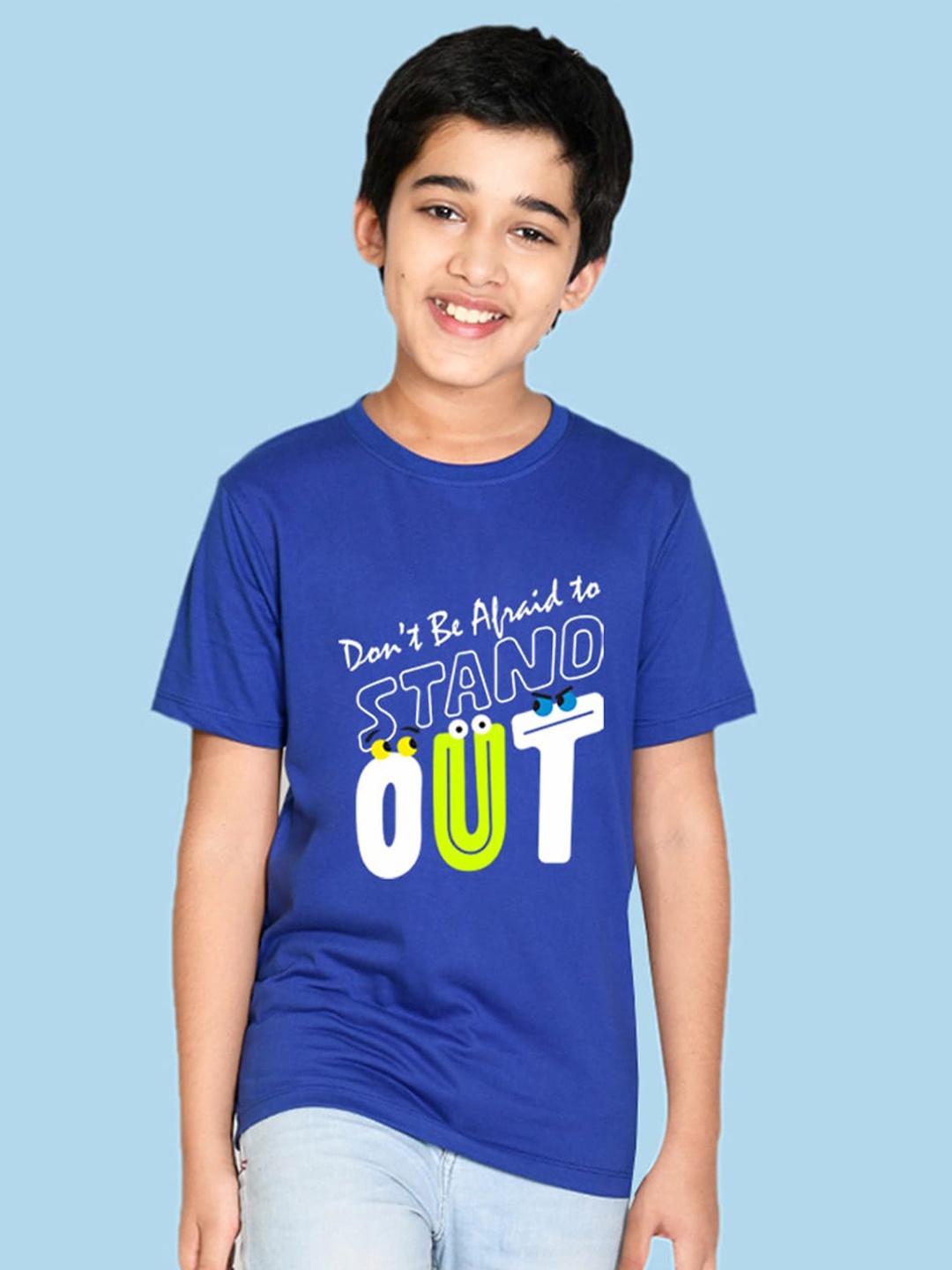 

NUSYL Boys Typography Printed Round Neck T-shirt, Blue