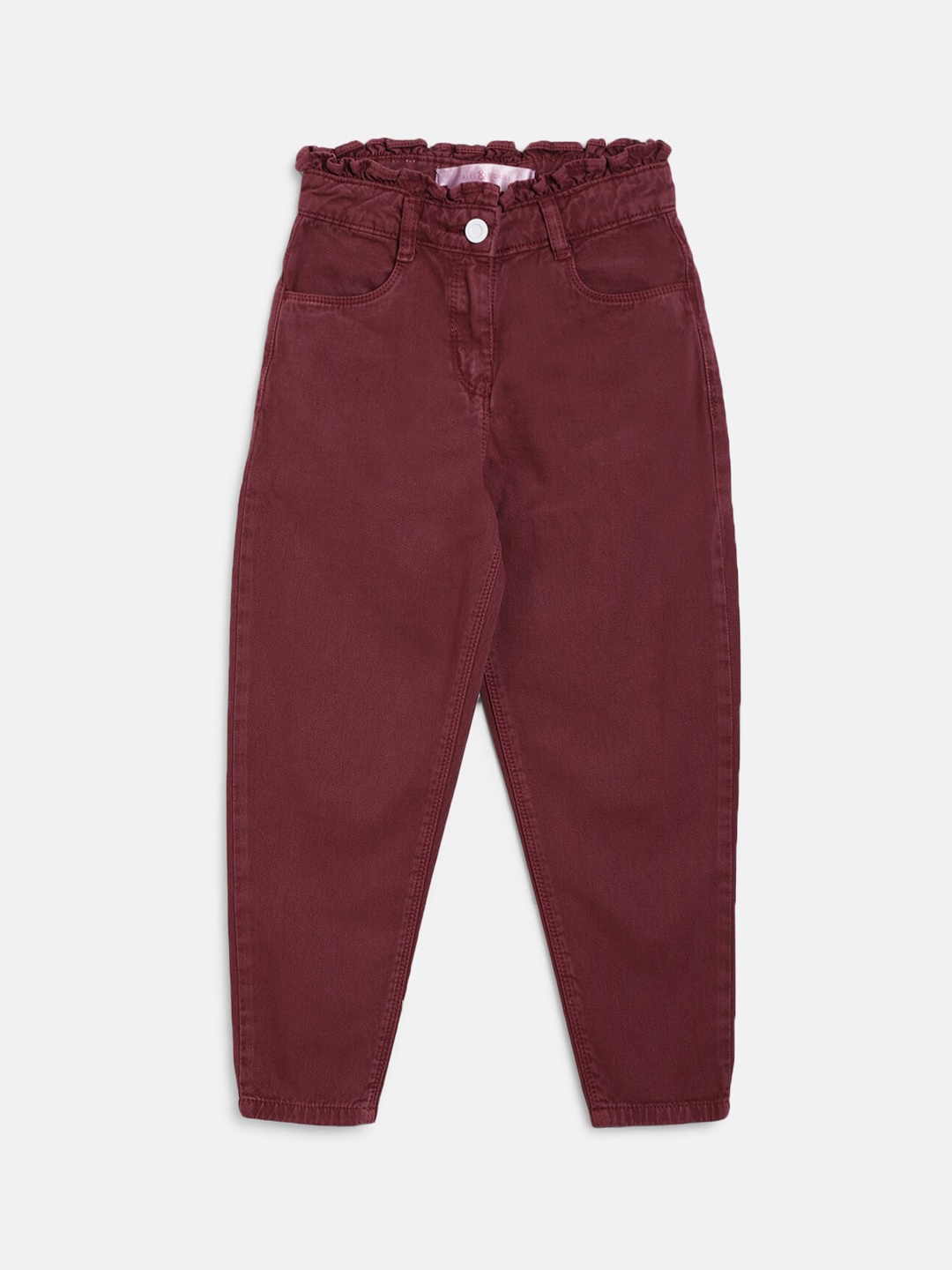 

TALES & STORIES Girls Cotton Slouchy Fit Trousers, Maroon