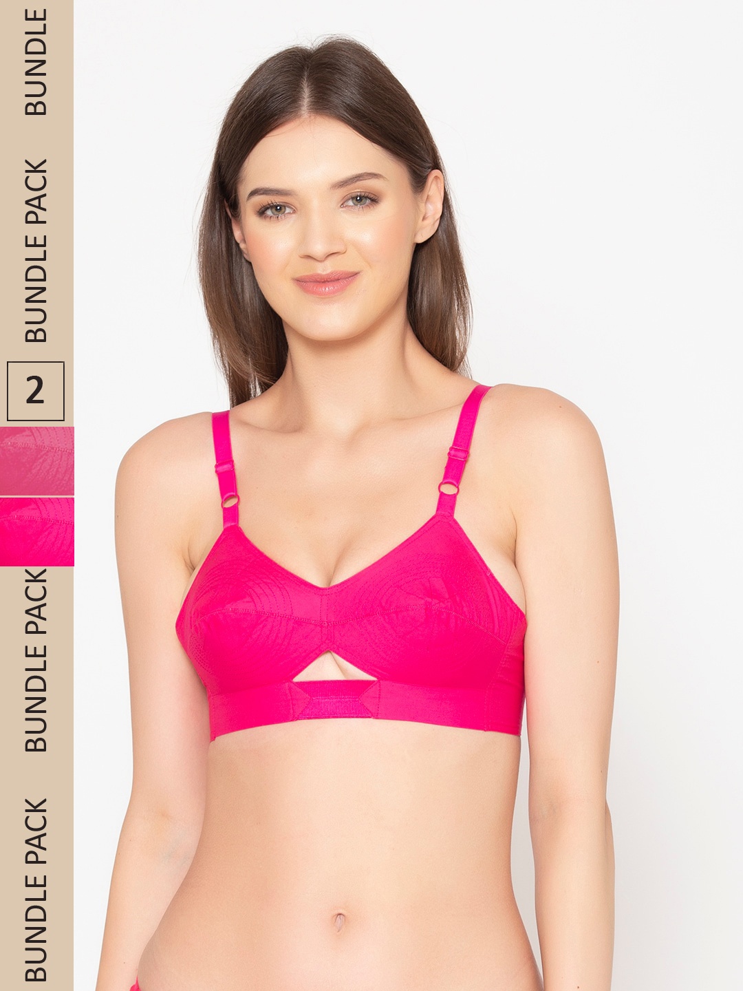 

GROVERSONS Paris Beauty Pack Of 2 Non-Padded Organic Cotton Bra, Pink