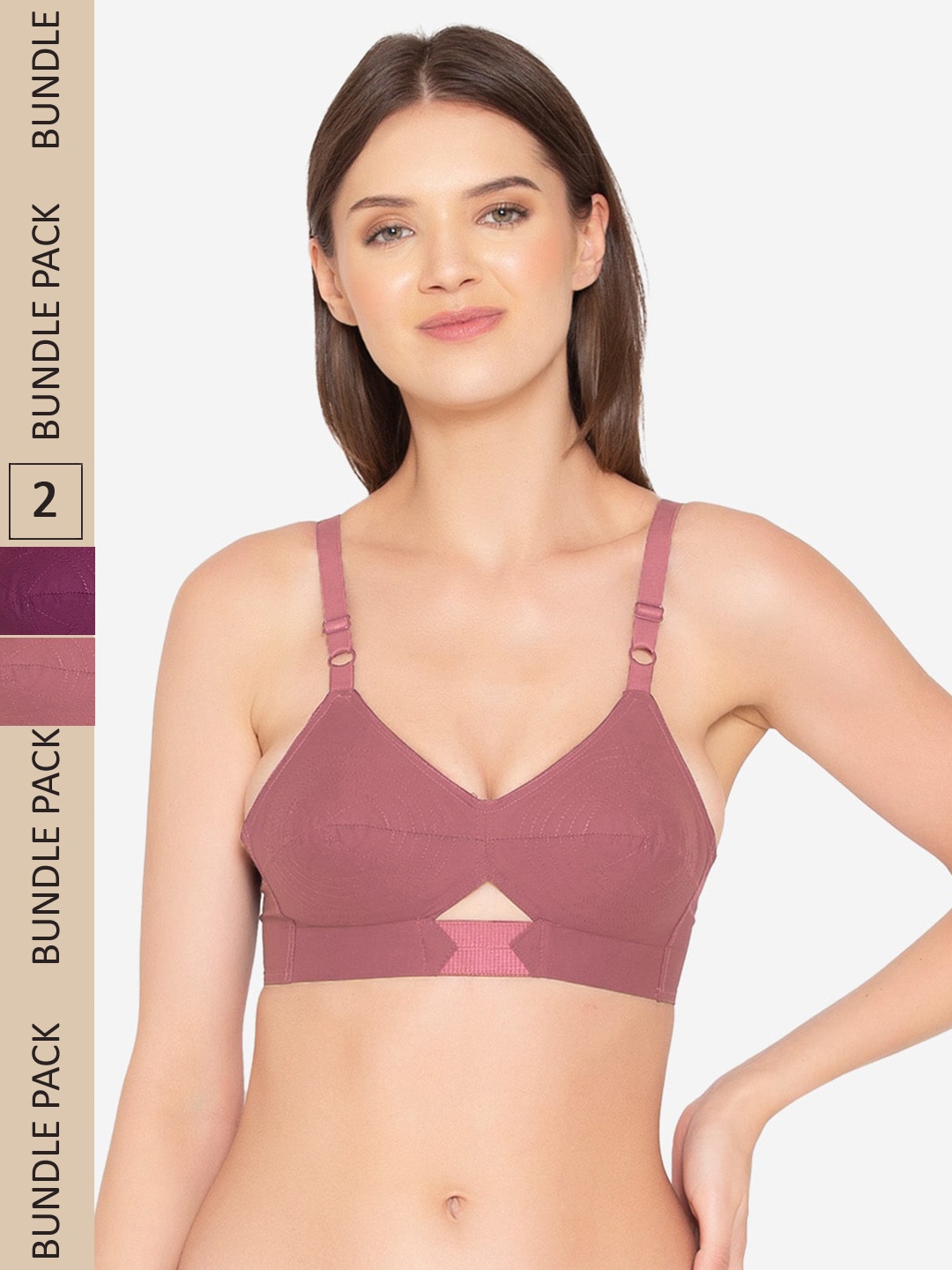 

GROVERSONS Paris Beauty Pack Of 2 Organic Cotton Non Padded Bra, Purple