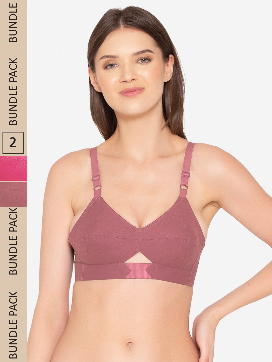 

GROVERSONS Paris Beauty Pack of 2 Non-Padded Non-Wired Organic Cotton Bra, Purple