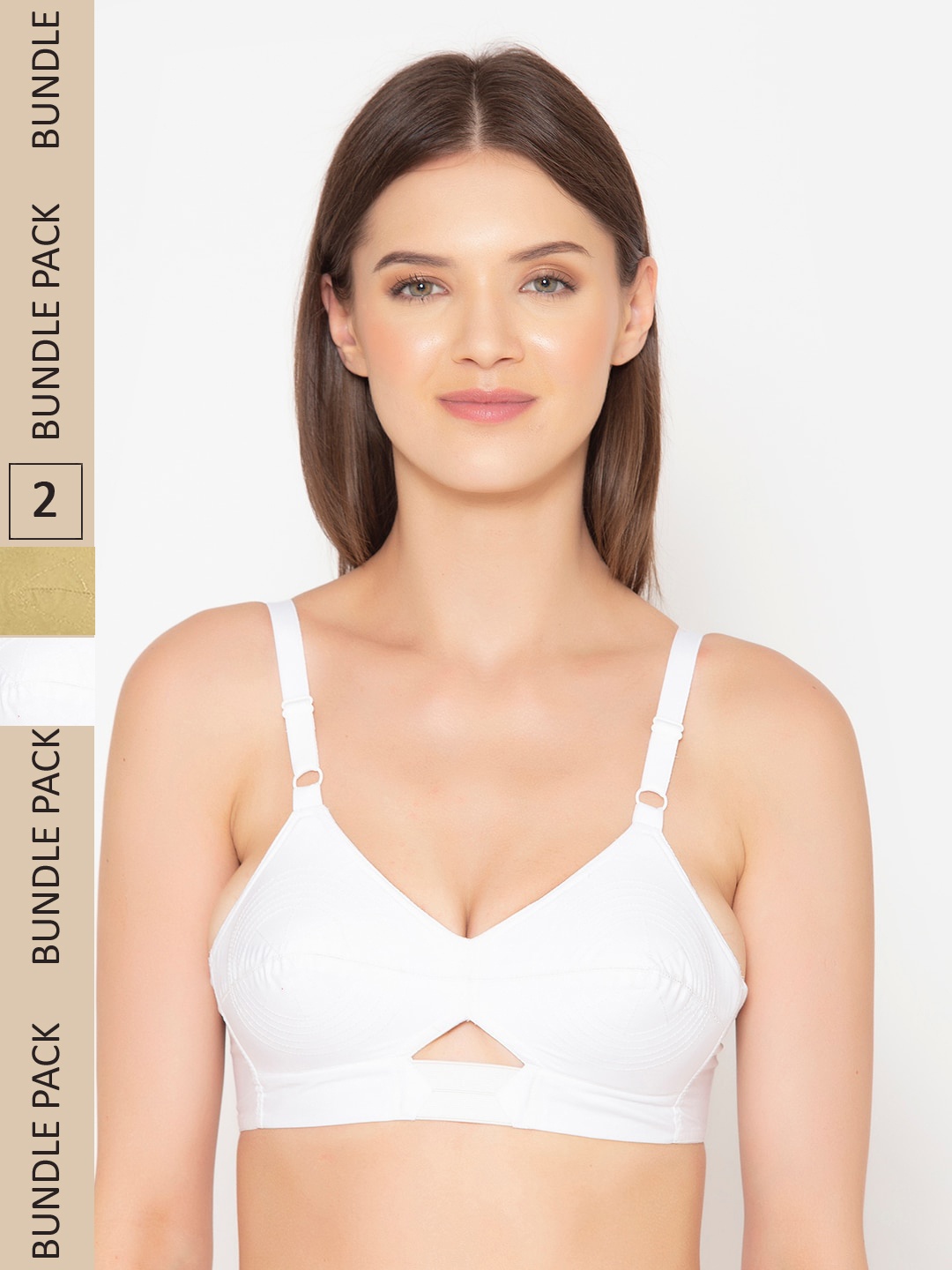 

GROVERSONS Paris Beauty Pack Of 2 Non Padded Non-Wired Organic Cotton Bra, White