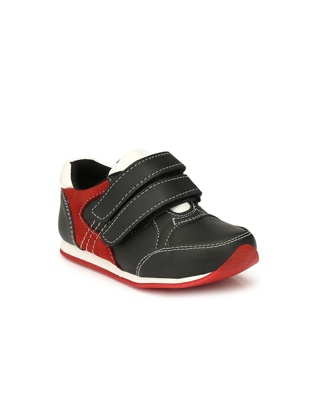 

TUSKEY Boys Black & Red Colourblocked Sneakers