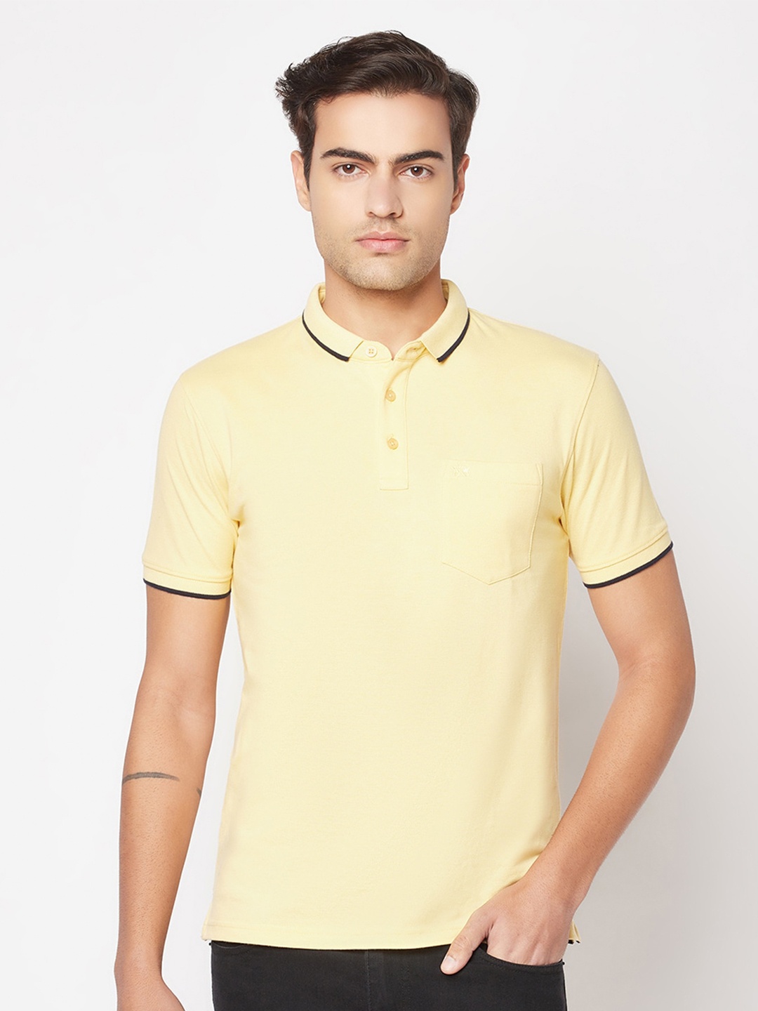 

Crimsoune Club Polo Collar Cotton T-shirt, Yellow