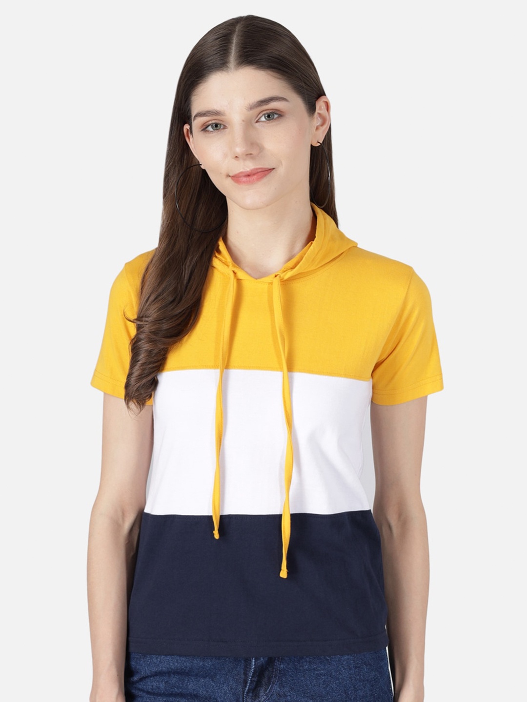 

The Dry State Colourblocked Hooded Cotton T-shirt, Yellow