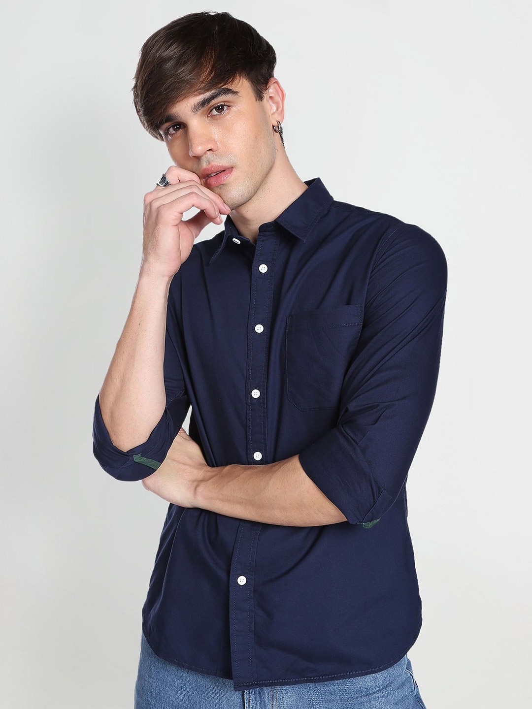 

Flying Machine Slim Fit Pure Cotton Casual Shirt, Blue