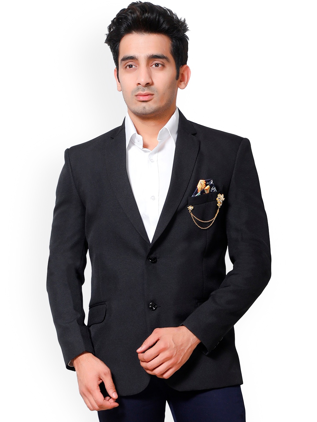 

FOURFOLDS Single Breasted Party Blazers, Black