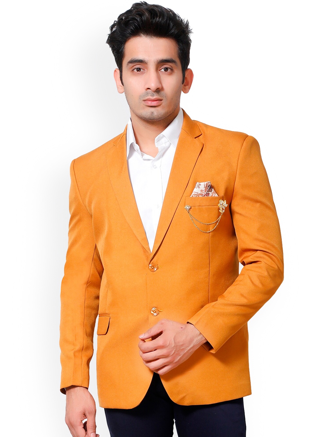 

FOURFOLDS Single Breasted Party Blazers, Mustard